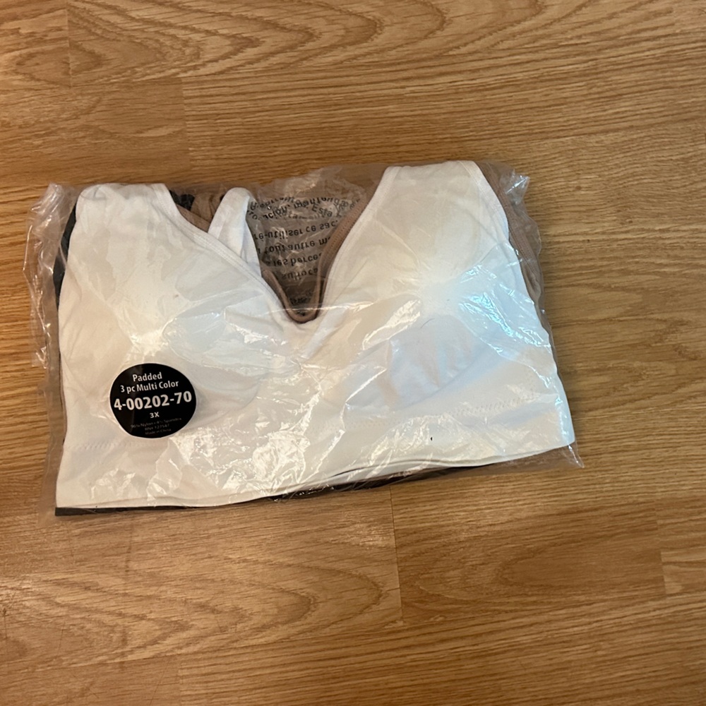 White Padded Bra, black, and nude. 3x. 3 bras.